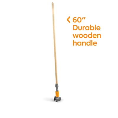 Coastwide Professional™ 60 Clamp Style Wood Wet Mop Handle, Plastic Head (CW61060-CC)