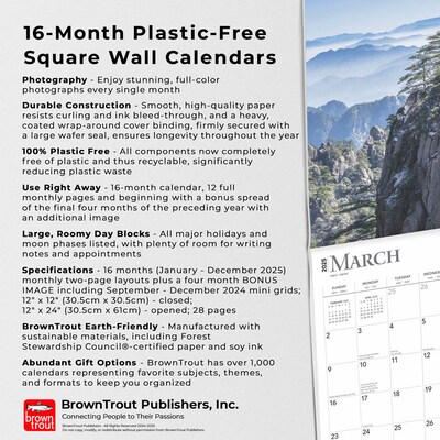 2025 BrownTrout World's Greatest Mountains 12" x 12" Monthly Square Wall Calendar (9781975475338)
