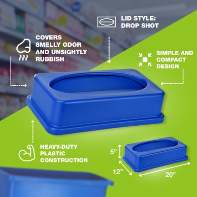 Alpine Industries Polypropylene Trash Can with Dolly, 23 Gallon, Assorted Colors, 3/Pack (477-PKD1)
