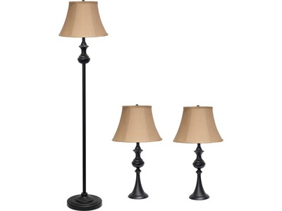 Lalia Home Homely 60/26 Restoration Bronze Three-Piece Floor/Table Lamp Set with Bell Shades (LHS-