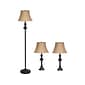 Lalia Home Homely 60"/26" Restoration Bronze Three-Piece Floor/Table Lamp Set with Bell Shades (LHS-1007-RZ)