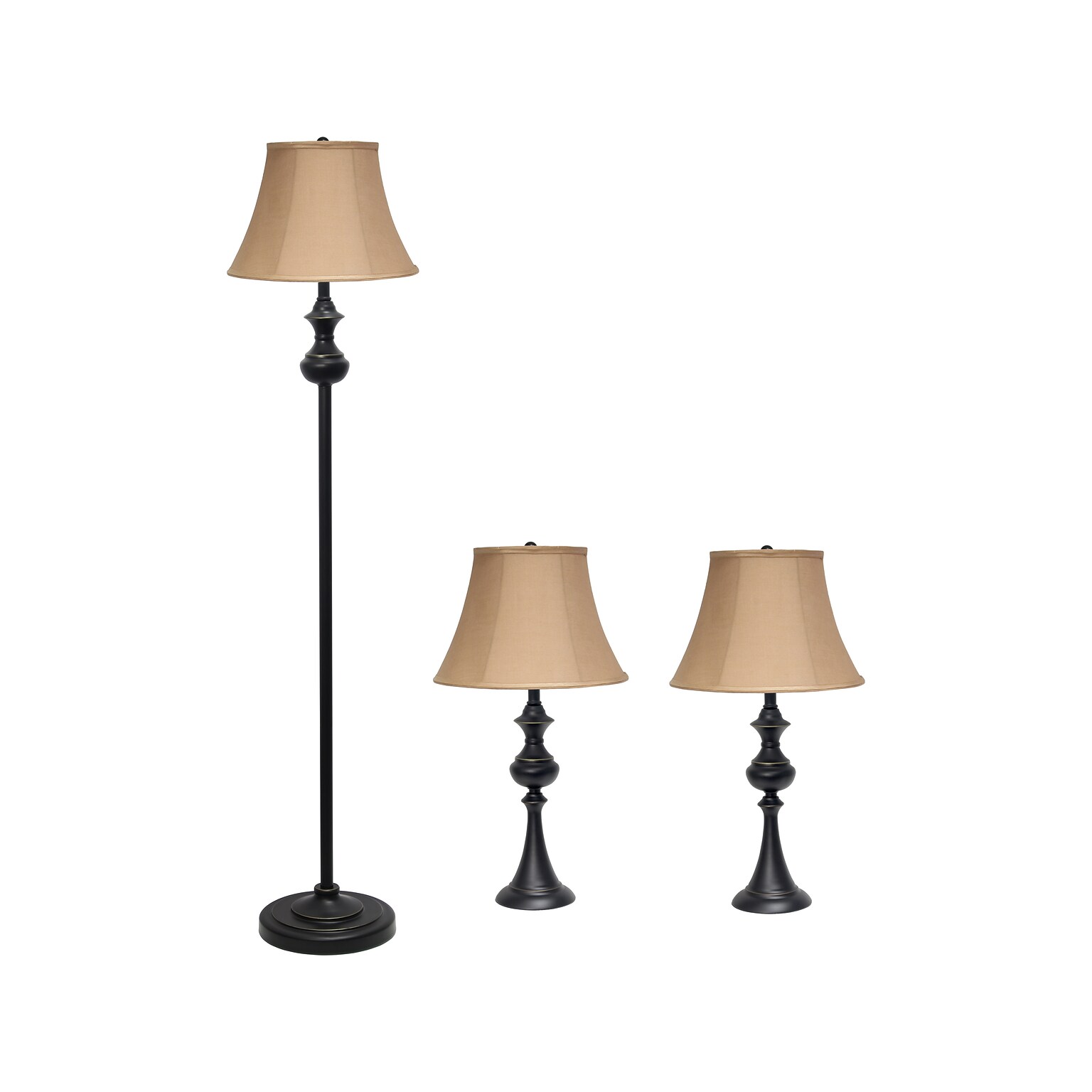 Lalia Home Homely 60/26 Restoration Bronze Three-Piece Floor/Table Lamp Set with Bell Shades (LHS-1007-RZ)