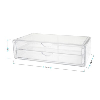 Martha Stewart Brody Plastic Stackable Office Desktop Organizer with 2 Drawers, Clear (BEPB9393CLR)