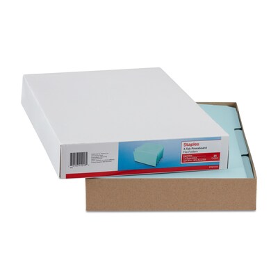 Staples 60% Recycled Heavyweight File Folders, 1/3-Cut Tab, Legal Size, Light Blue, 25/Box (ST621318)