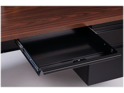 Hirsh 60"W Double-Pedestal Computer Desk, Black/Walnut (20101)