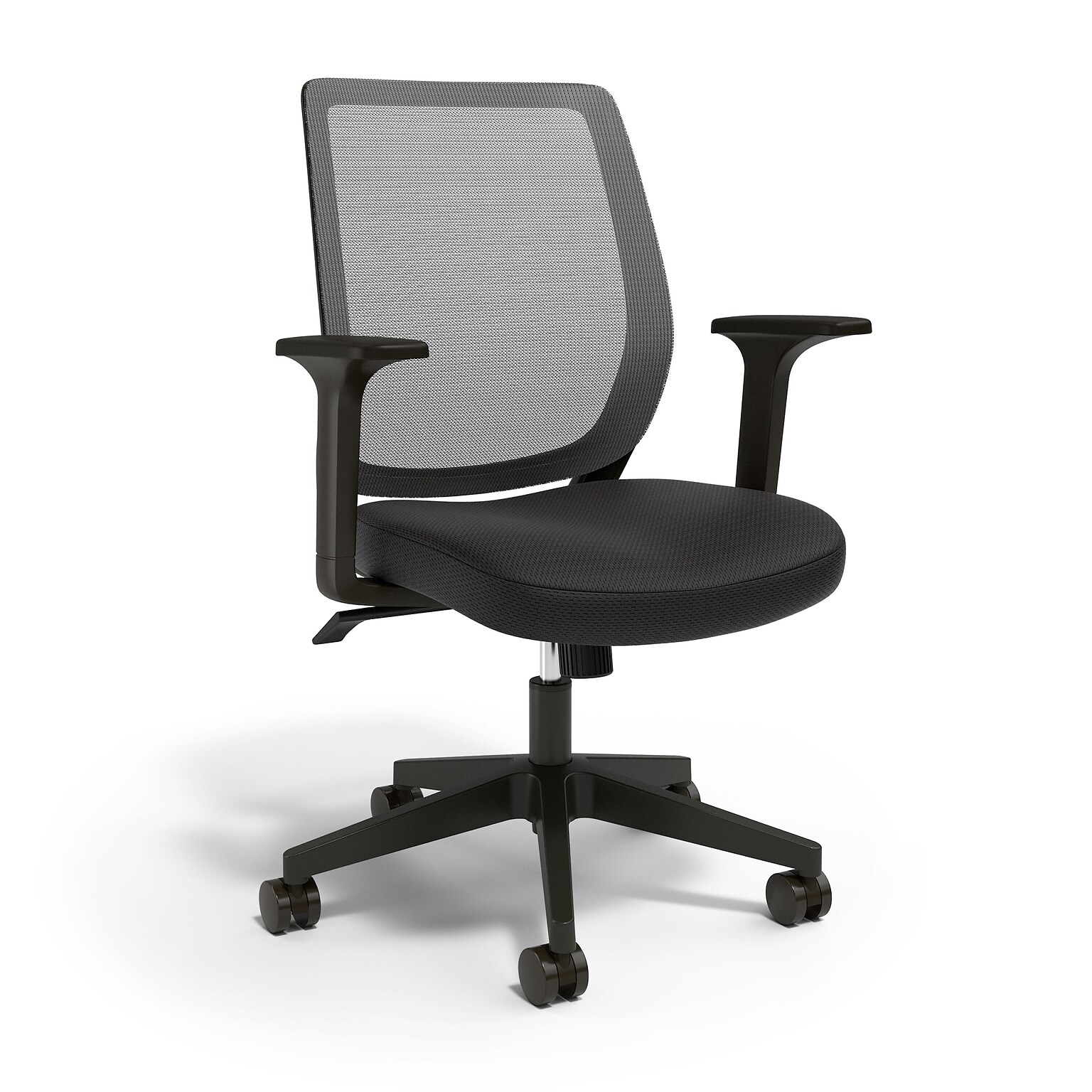 Staples Essentials Ergonomic Fabric Swivel Task Chair, Black (UN56947)