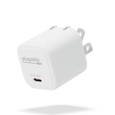 Plugable 30W GaN USB C Charger Block, White (PS-30C1W)