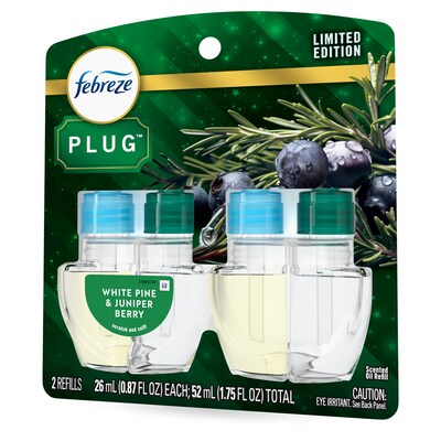 Febreze Plug Air Freshener Scented Oil Refill, White Pine & Berry, 0.87 oz., 2/Pack (03424)