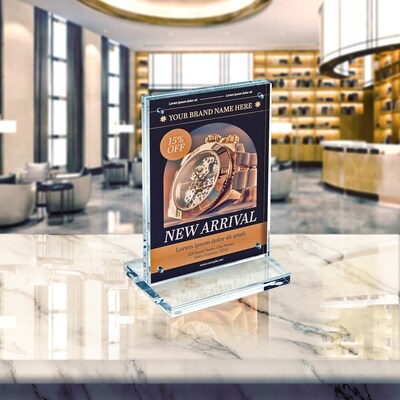 Azar Literature Holder, 5" x 7.625", Vertical, Table Top, Clear, Acrylic (104774)