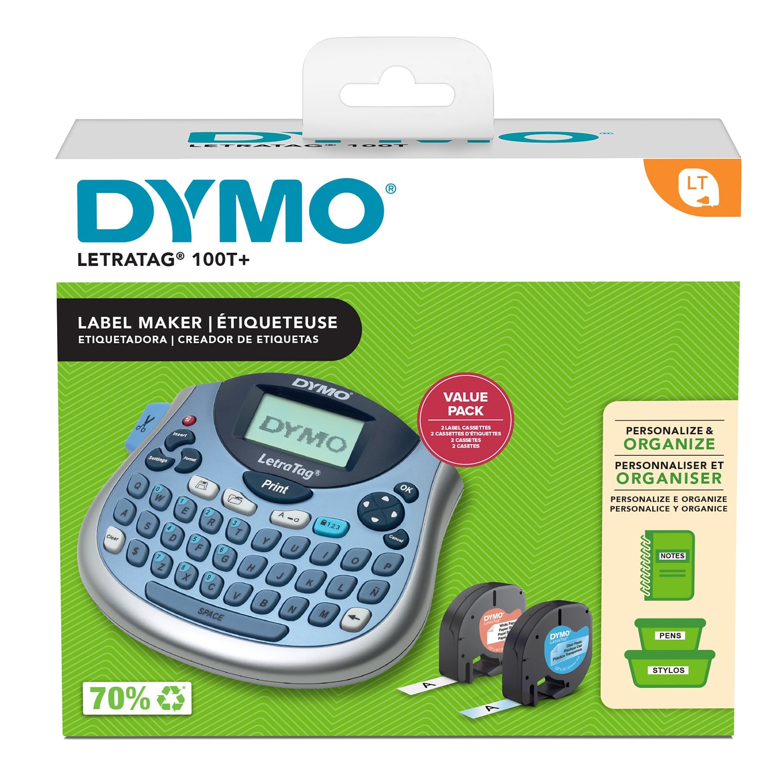 Dymo LetraTag Plus LT-100T Portable Thermal Label Maker, Gray (1733013)