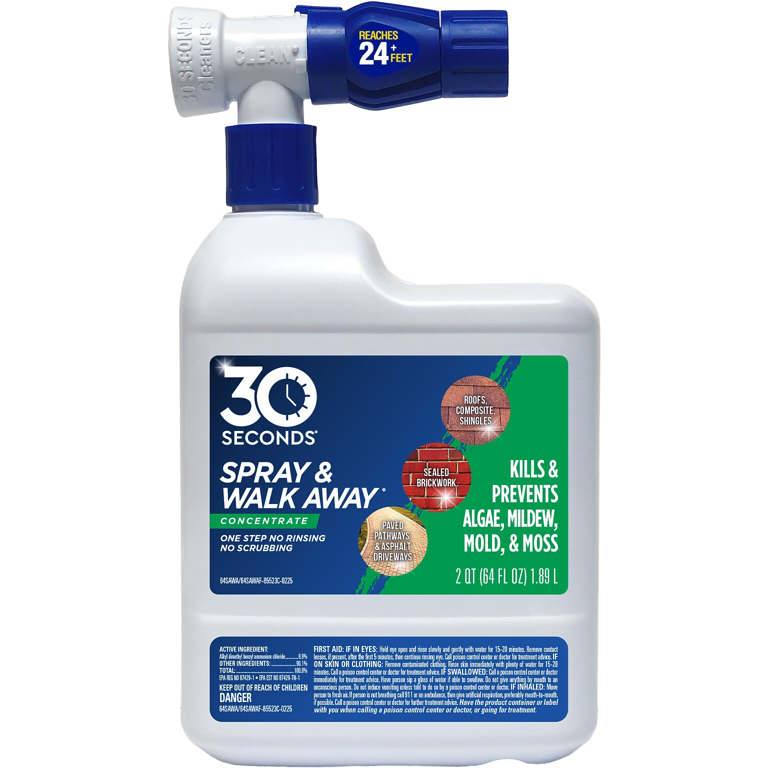 30 SECONDS Spray & Walk Away Outdoor Cleaner Bottle, 64 oz. (64SAWA)