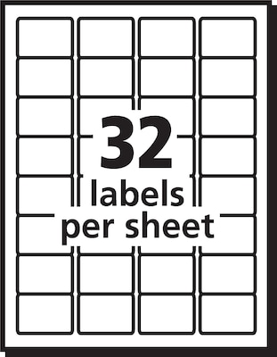 Avery Durable Laser Identification Labels, 1 1/4" x 1 3/4", White, 32 Labels/Sheet, 50 Sheets/Pack (6576)