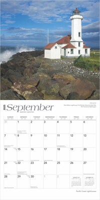 2025 BrownTrout Pacific Coast Lighthouses 12" x 12" Monthly Square Wall Calendar (9781975475109)