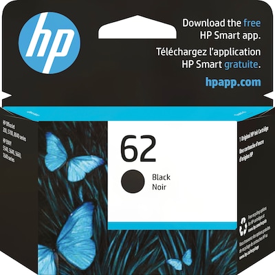 HP 62 Black Standard Yield Ink Cartridge, Prints Up to 200 Pages (C2P04AN#140)