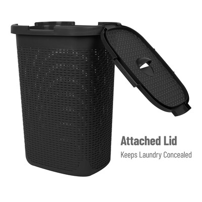 Mind Reader 15.85-Gallon Laundry Hamper with Lid, Plastic, Black (60HAMP-BLK)