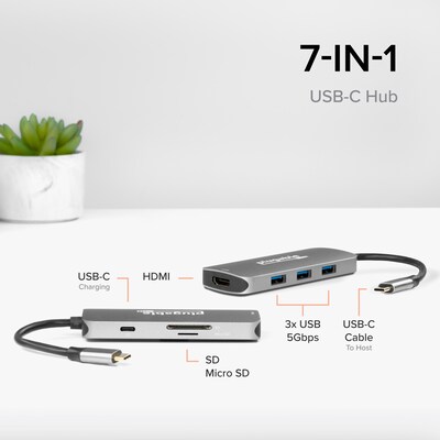 Plugable USB C Hub Multiport Adapter, 7-in-1 Hub, 87W Charging (USBC-7IN1)