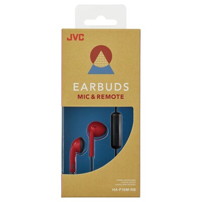 JVC Retro Earbuds with Microphone, Red (HAF19MRB)