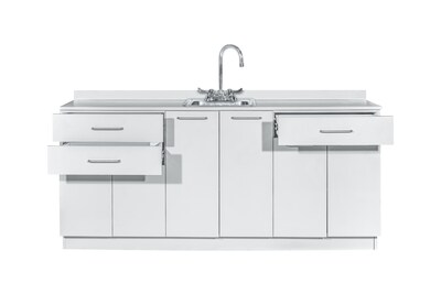 Viva Comfort 36.75"H x 72"W Exam Room Medical Cabinet With Sink, 2-Doors, 3-Drawers, Gray (ME902-BASE-72-CS-GRY-MK)