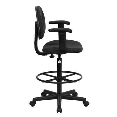 Flash Furniture Fabric And Fire-Retardant Foam Drafting Chair, Patterned Black (BT-659-BLK-ARMS-GG)