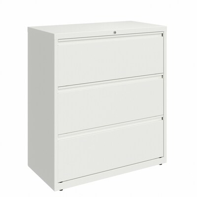 Hirsh 36" Wide 3-Drawer Metal Lateral File Cabinet, Letter/Legal and A4 Hanging Folders, Matte White (25894)
