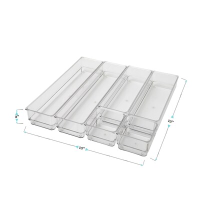 Martha Stewart Miles Plastic Stackable Office Desk Drawer Organizer, Various Sizes, 6/Set (BEPB583466CGD)