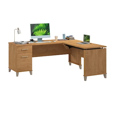Bush Furniture Somerset 72W 3 Position Sit to Stand L Shaped Desk, Maple Cross (SET014MC)