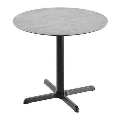 Flash Furniture Acadia 36 Round Wooden Dining Table with X-Base, Gray Faux Concrete/Black Base (STRD36CGT3030)