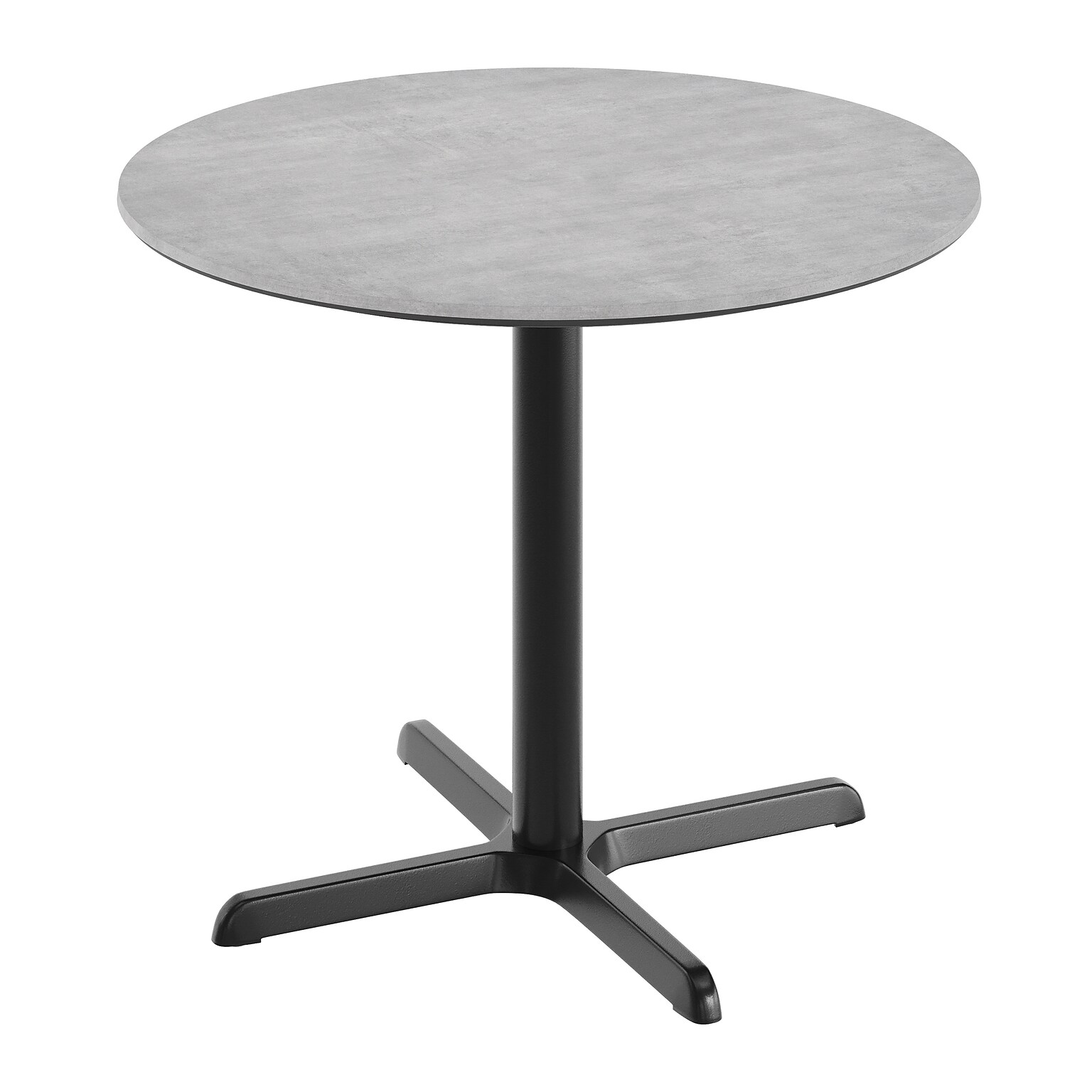Flash Furniture Acadia 36 Round Wooden Dining Table with X-Base, Gray Faux Concrete/Black Base (STRD36CGT3030)