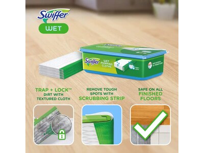Swiffer Sweeper Wet Mopping Pad Refill, Fresh Scent, White, 24/Pack, 6 Packs/Carton (35155)