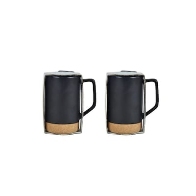 Gourmet Edge 2-pc Matte Black Stoneware Mug Set