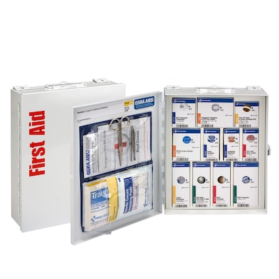 SmartCompliance Metal First Aid Cabinet without Medication, ANSI Class A, 25 People, 95 Pieces (9057