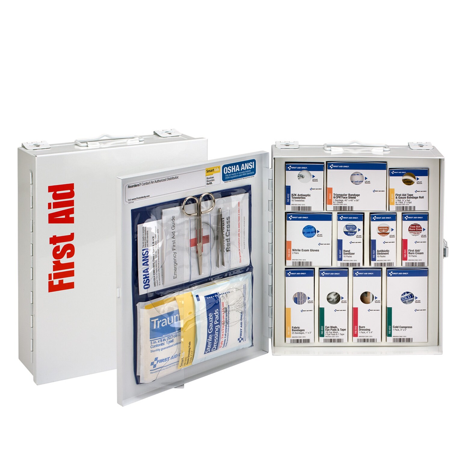 SmartCompliance Metal First Aid Cabinet, ANSI Class A, 25 People, 95 Pieces (90578-021)