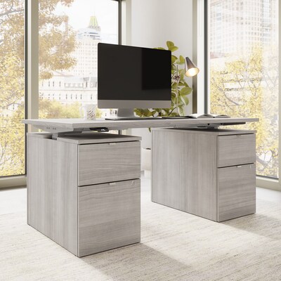 Bush Business Furniture Stratus 60W Electric Rectangular Adjustable Standing Desk with Drawers, Platinum Gray (SUT009PG)