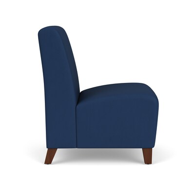 Lesro Ravenna Vinyl Guest Chair, Armless, Patriot Plus Imperial Blue/Walnut Wood (RV1102.FWL-01PPIB)