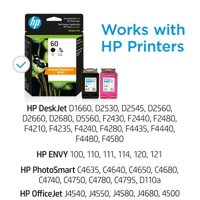 HP 60/901 Black/Tri-color Ink Cartridges 2/pack   (N9H63FN)