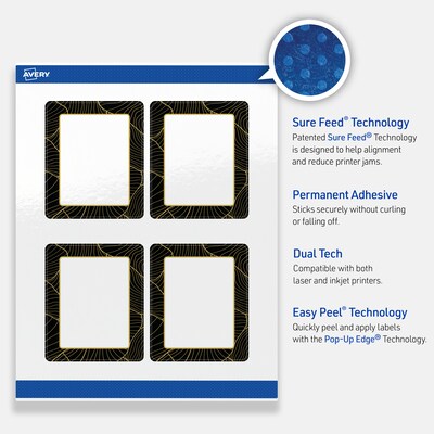 Avery Laser/Inkjet Rectangle Multipurpose Labels, 4" x 3-1/3", White, 40/Pack (S00-ETG)