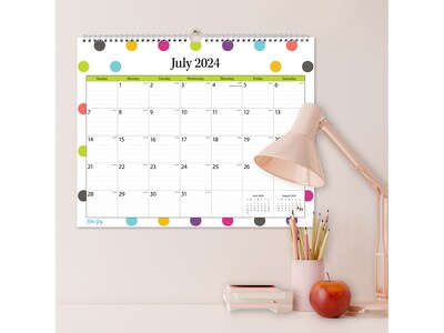 2024-2025 Blue Sky Teacher Dots 15" x 12" Academic Monthly Wall Calendar (100340-A25)