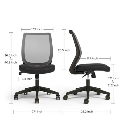 Union & Scale™ Essentials™ Armless Ergonomic Fabric Swivel Task Chair, Black (UN59378)