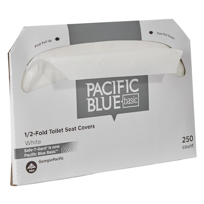 Pacific Blue Safe-T-Gard Paper Toilet Seat Covers, 14.5"H x 17"W, 250 Covers/Box, 20 Boxes/Carton (47046)