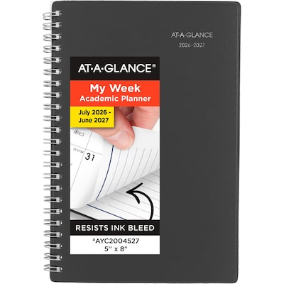 2026-2027 AT-A-GLANCE DayMinder 5 x 8 Academic Weekly & Monthly Planner, Plastic Cover, Charcoal (AYC200-45-27)