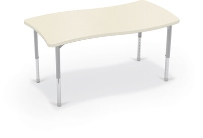 MooreCo Hierarchy Creator Rectangular Table, 58W x 31D, Neutral Weft/Platinum Base (703673563024)