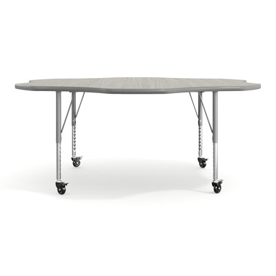 Flash Furniture Wren 60" Flower Activity Table, Height Adjustable, Light Gray Top/Silver Frame (XUA60FLRLGTPC)