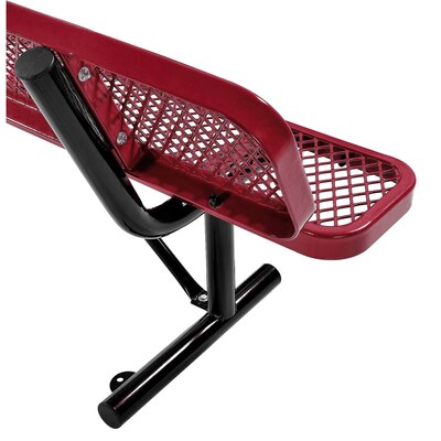 Global Industrial 8' Outdoor Steel Bench w/ Backrest, Expanded Metal, Red (277155RD)