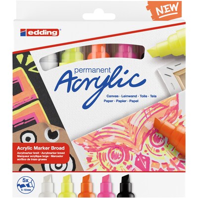 edding 5000 Series Acrylic Marker, Broad Tip, Neon Colors, 5/Pack (EDD450005)