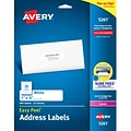 Avery Easy Peel Laser Address Labels, 1 x 4, White, 20 Labels/Sheet, 25 Sheets/Pack (5261)