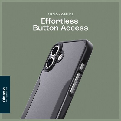 SaharaCase Classic MagSafe Phone Case with Tempered Glass Screen Protector for iPhone 16, Black/Gray (CP00642)