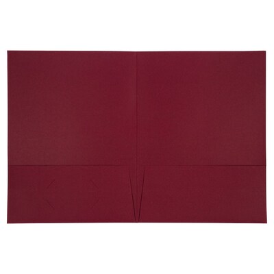 JAM Paper Linen 2 Pocket Cardstock Presentation Folder, Burgundy Linen, 100/Box (35113B)