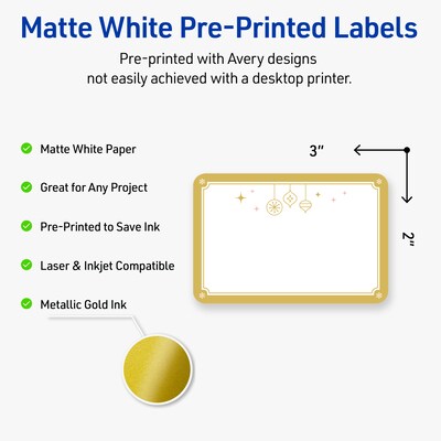 Avery Rectangle Multipurpose Labels, 2 x 3, White, 80/Pack (19479370521)