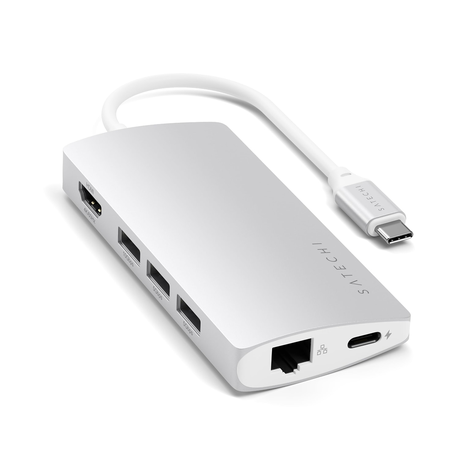 Satechi Type-C Multi-Port Adapter 4K with Ethernet V2, Silver (ST-TCMA2S)
