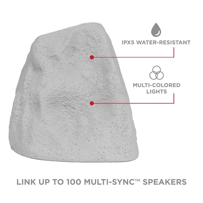 ION Glow Stone Wireless Link Solar Bluetooth Multi-Sync Outdoor Rock Speaker w/LED Lights, Water Resistant (GLOWSTNLINKXUS)